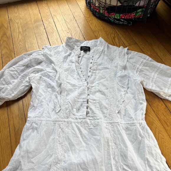 Bardot Size 12 XL White Henrietta 100% Cotton Eyelet Lace Swiss Dot Mini Dress - Picture 7 of 16